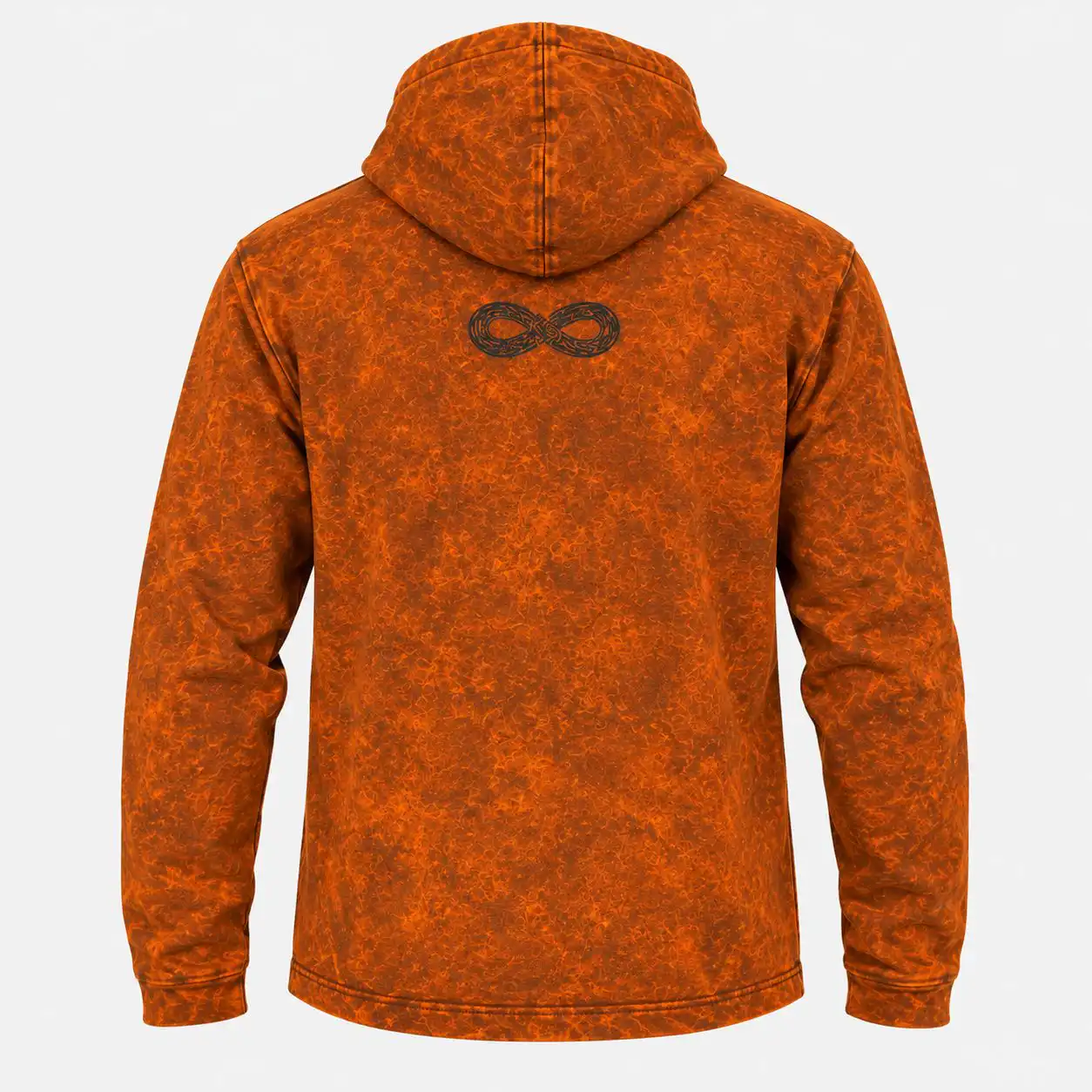 Small Stone Washed Hoody Shirt Kangaroo Pocket - Burnt Orange