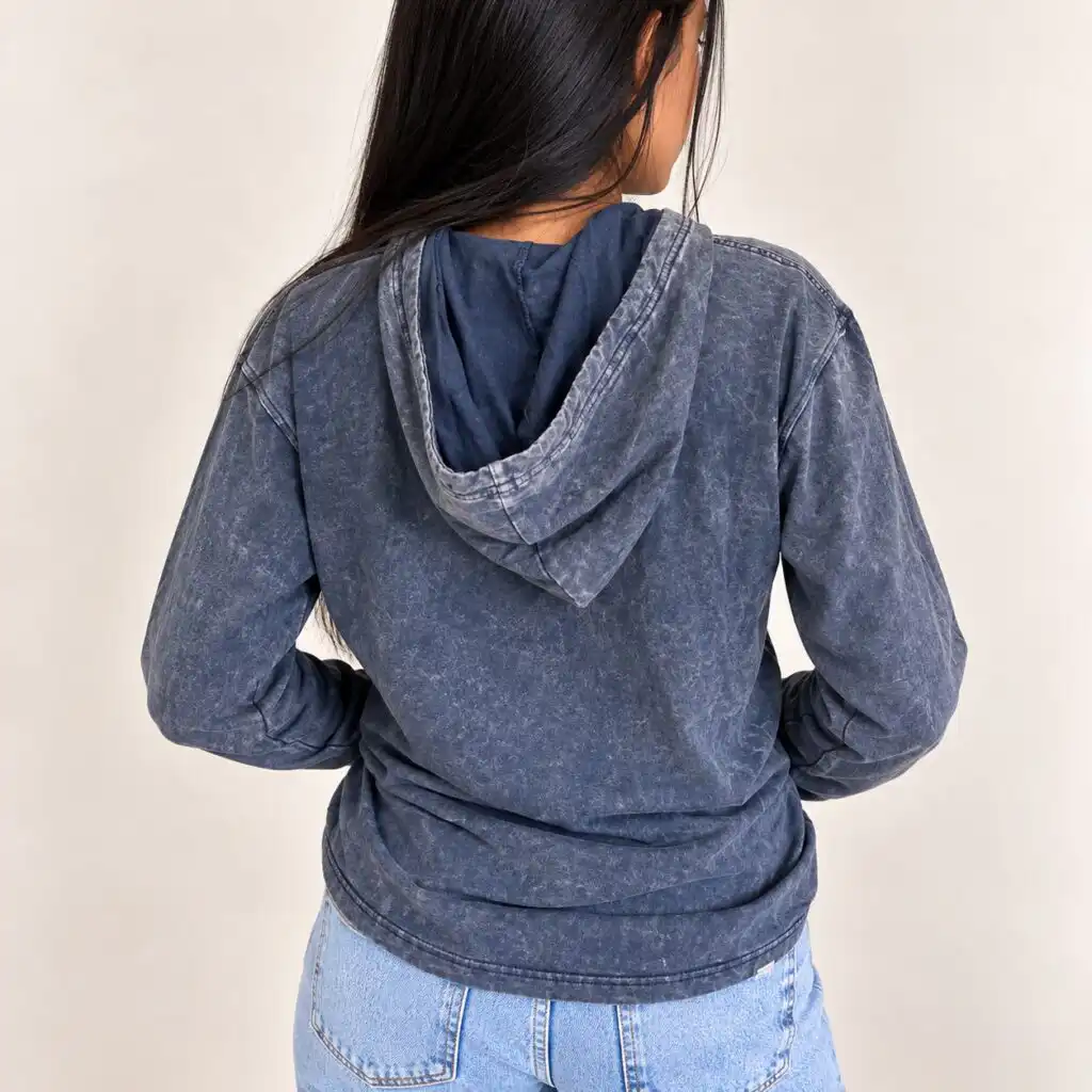 Small Stone Washed Hoody Shirt Kangaroo Pocket - Dusty Lavender