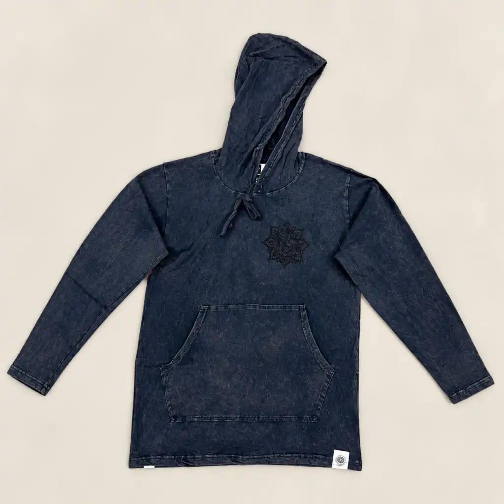Small Stone Washed Hoody Shirt Kangaroo Pocket - Dusty Lavender