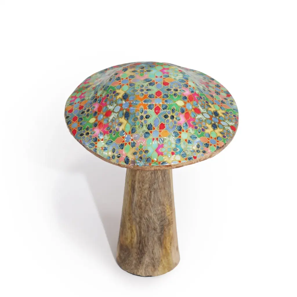 Small Wooden Mushroom – Mediterranean Tile Pattern | www.artisangoods.co.uk
