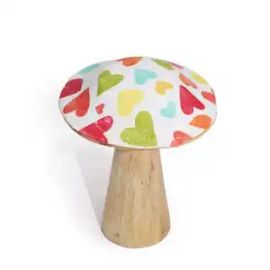 Small Wooden Mushroom – Pastel Hearts | www.artisangoods.co.uk 1