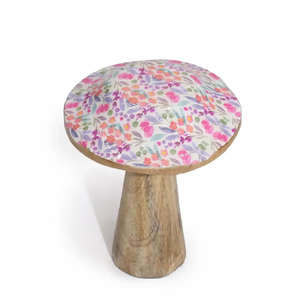 Small Wooden Mushroom – Pretty Floral | www.artisangoods.co.uk