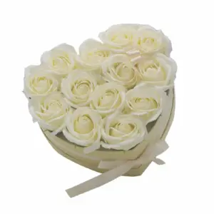 Soap Flower Gift Bouquet – 13 Cream Roses – Heart | www.artisangoods.co.uk 7