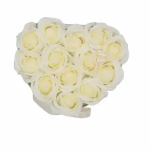 Soap Flower Gift Bouquet – 13 Cream Roses – Heart | www.artisangoods.co.uk 4