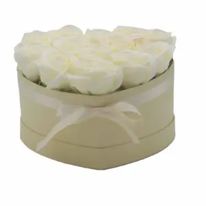 Soap Flower Gift Bouquet – 13 Cream Roses – Heart | www.artisangoods.co.uk 2