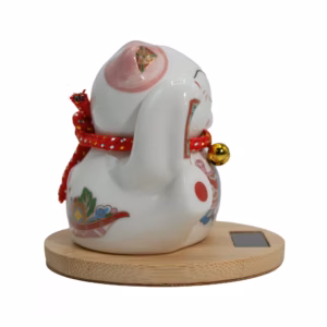 Solar Money Cat Wooden Base  – Pink moving Hand | www.artisangoods.co.uk 3