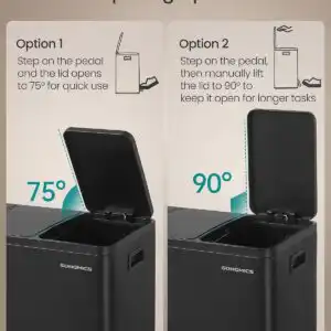 SONGMICS 3 x 15 L Kitchen Waste Bin, Triple Compartment Recycling Bin