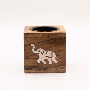 Square Mango Wood Oil Burner  – Elephant | www.artisangoods.co.uk 2