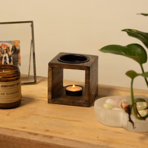 Square Mango Wood Oil Burner – Flower of Life | www.artisangoods.co.uk 4