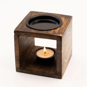 Square Mango Wood Oil Burner – Flower of Life | www.artisangoods.co.uk 3