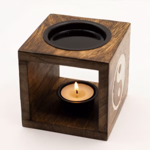 Square Mango Wood Oil Burner  – Yin Yang | www.artisangoods.co.uk 4