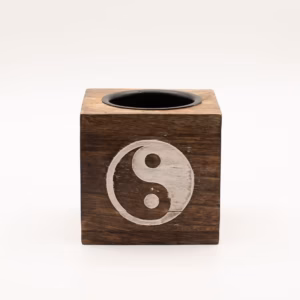 Square Mango Wood Oil Burner  – Yin Yang | www.artisangoods.co.uk 2