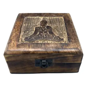 Square Wooden Keepsake Box 13x13x6cm – Buddha | www.artisangoods.co.uk 2