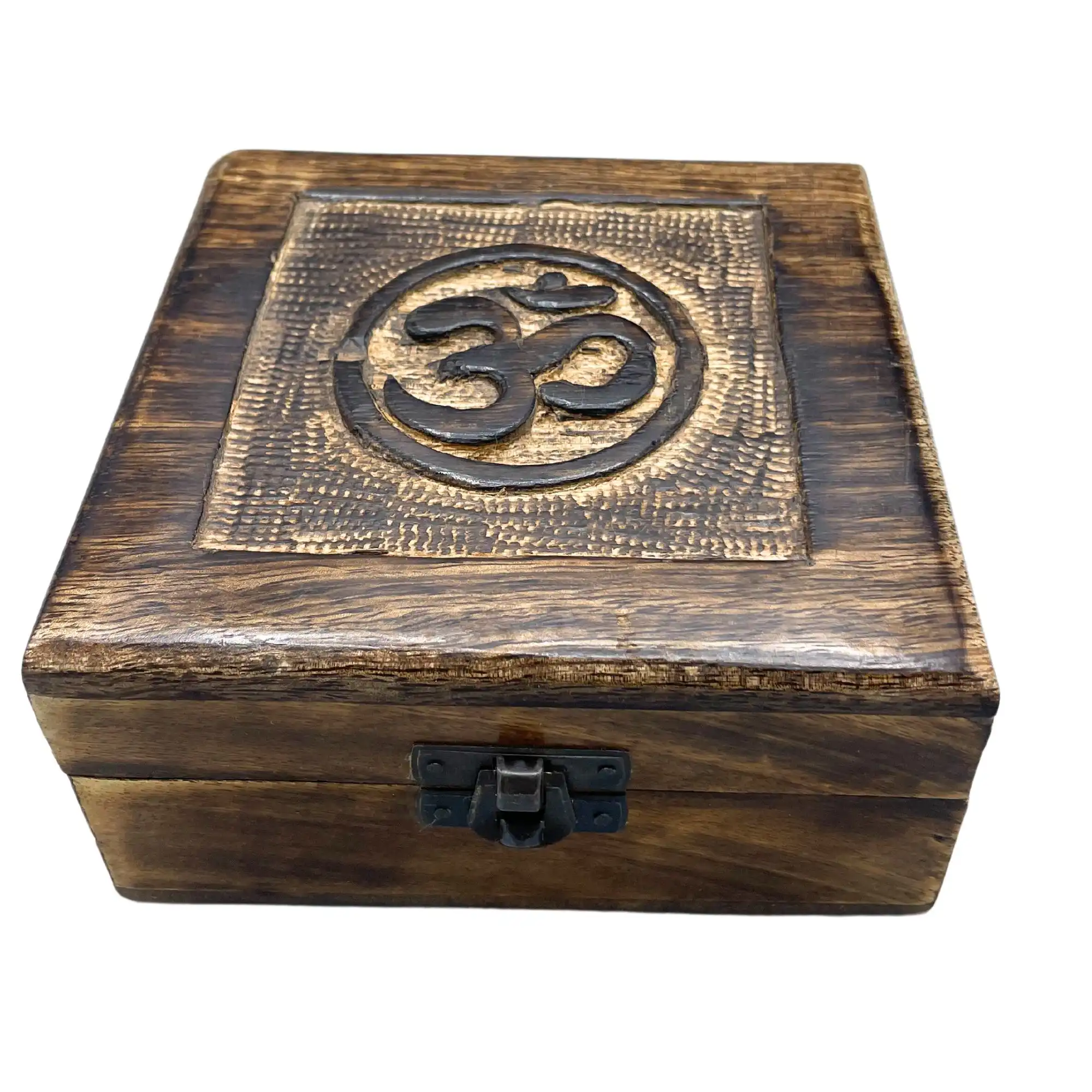 Square Wooden Keepsake Box 13x13x6cm – Om | www.artisangoods.co.uk 2 Square Wooden Keepsake Box 13x13x6cm – Om | www.artisangoods.co.uk