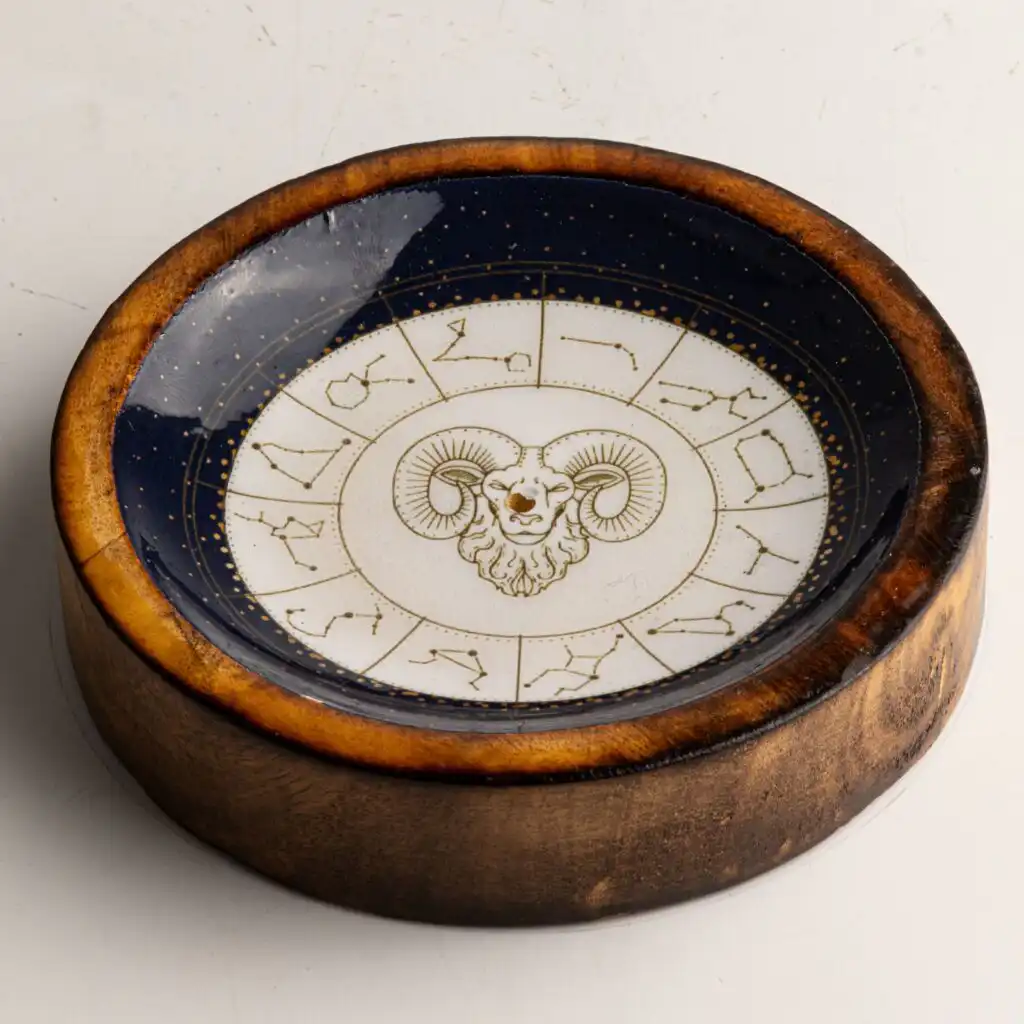 Stars Sign Mini Bowl & Incense Stick Holder - Aries