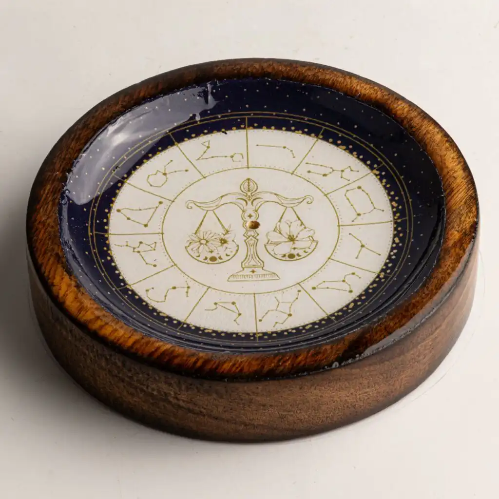 Stars Sign Mini Bowl & Incense Stick Holder - Libra