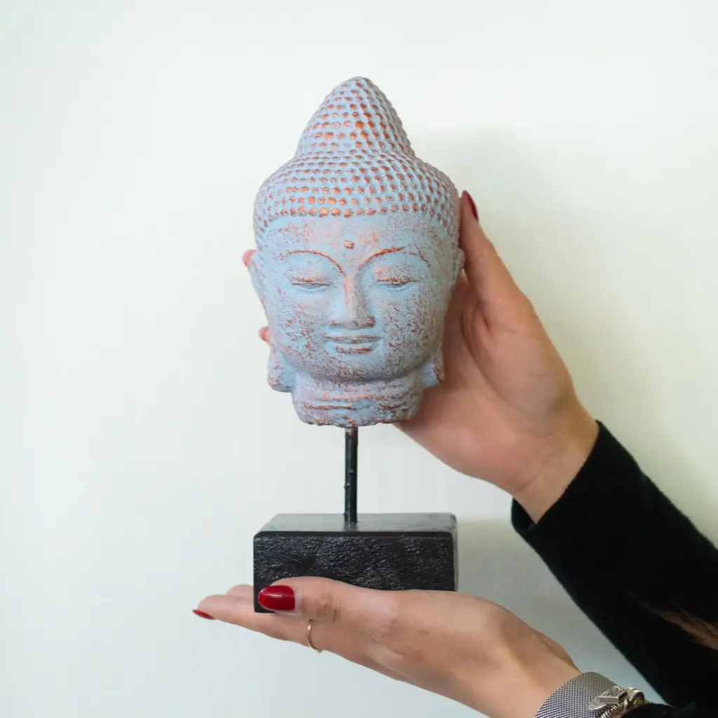 Stillness Buddha Head on Stand – Blue Copper | www.artisangoods.co.uk 2 Stillness Buddha Head on Stand – Blue Copper | www.artisangoods.co.uk 2