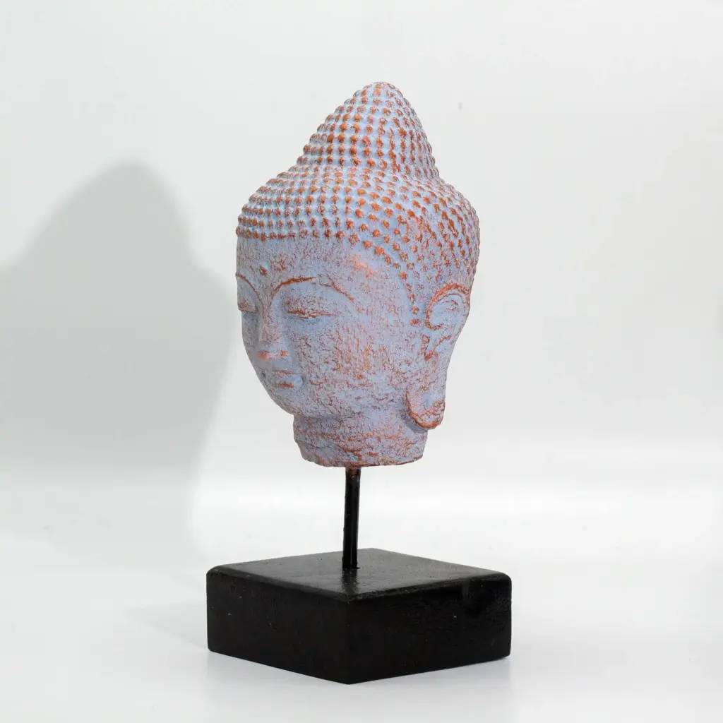 Stillness Buddha Head on Stand – Blue Copper | www.artisangoods.co.uk