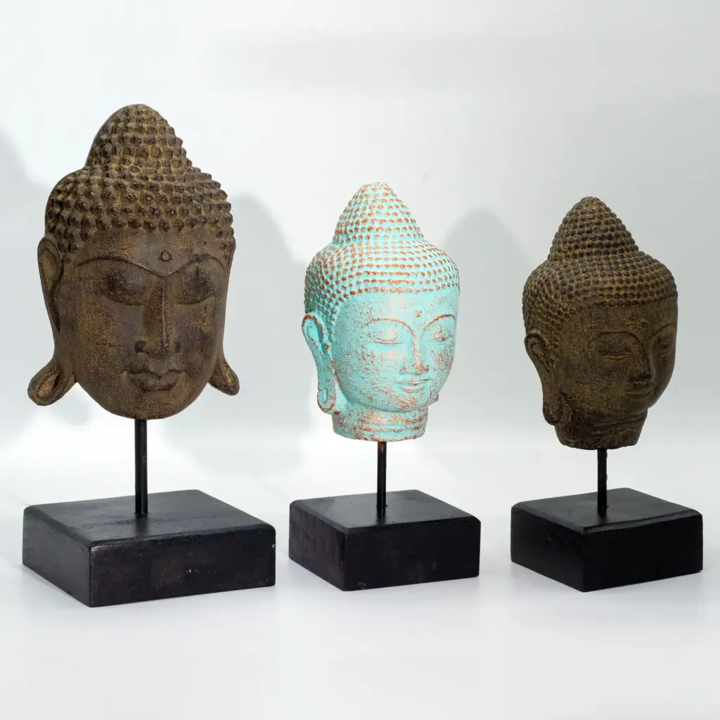 Stillness Buddha Head on Stand – Green Copper | www.artisangoods.co.uk 4