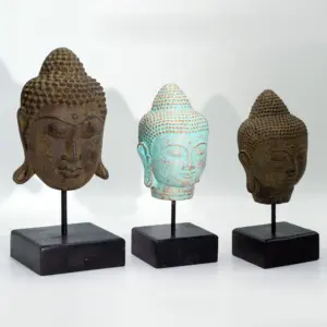 Stillness Buddha Head on Stand – Green Copper | www.artisangoods.co.uk 4