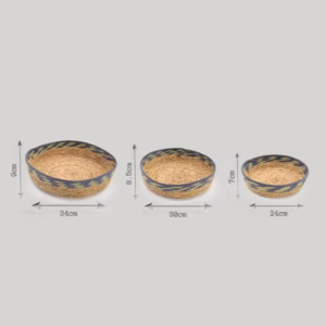 Straw & Seagrass Tray Baskets – Natural Green & Blue- Set of 3 | www.artisangoods.co.uk 8