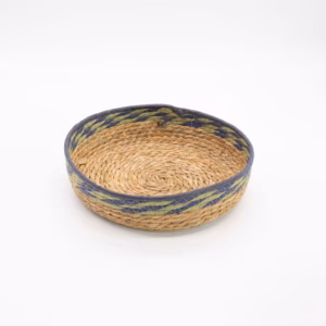 Straw & Seagrass Tray Baskets – Natural Green & Blue- Set of 3 | www.artisangoods.co.uk 4