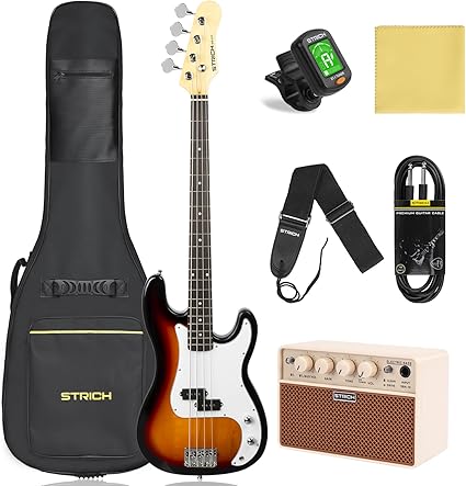 STRICH 4-String Electric Bass Guitar Beginner Kit with Amp and