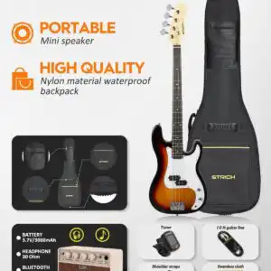 STRICH 4-String Electric Bass Guitar Beginner Kit with Amp and