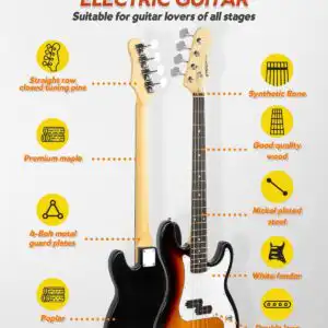 STRICH 4-String Electric Bass Guitar Beginner Kit with Amp and