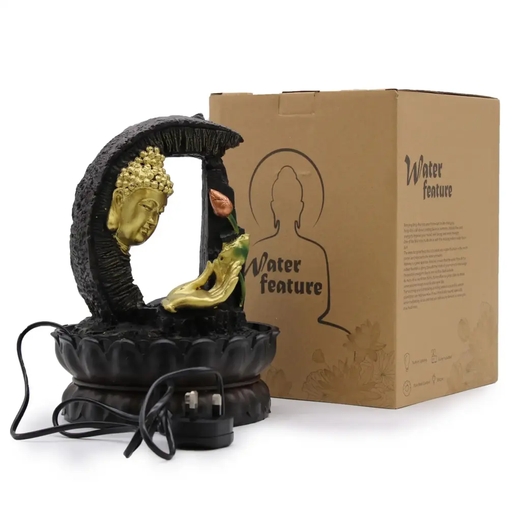 Tabletop Water Feature – 30cm – Golden Buddha & Lotus | www.artisangoods.co.uk 4 Tabletop Water Feature – 30cm – Golden Buddha & Lotus | www.artisangoods.co.uk 4
