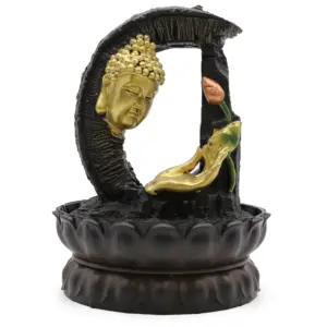 Tabletop Water Feature – 30cm – Golden Buddha & Lotus | www.artisangoods.co.uk 3