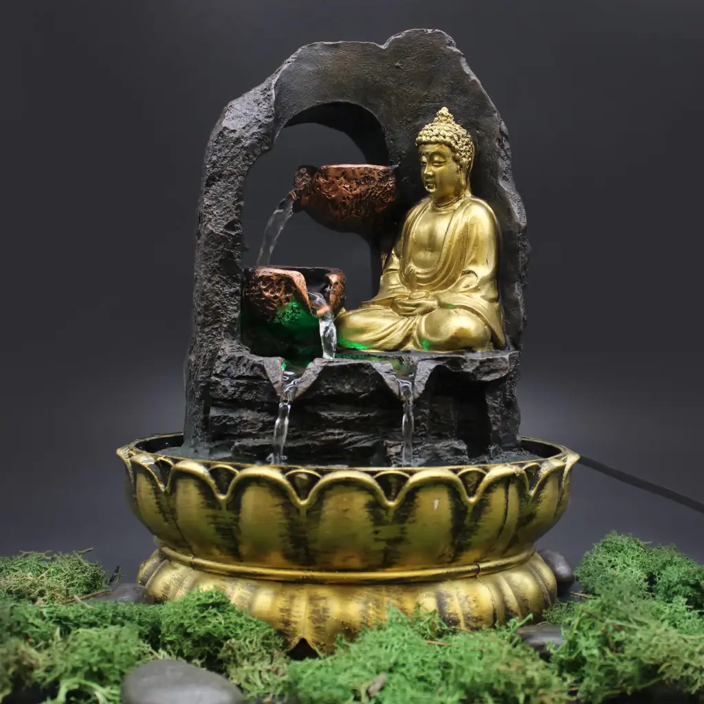 Tabletop Water Feature – 30cm – Golden Meditating Buddha | www.artisangoods.co.uk 9 Tabletop Water Feature – 30cm – Golden Meditating Buddha | www.artisangoods.co.uk 9