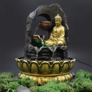 Tabletop Water Feature – 30cm – Golden Meditating Buddha | www.artisangoods.co.uk 9