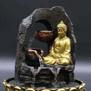 Tabletop Water Feature – 30cm – Golden Meditating Buddha | www.artisangoods.co.uk 8