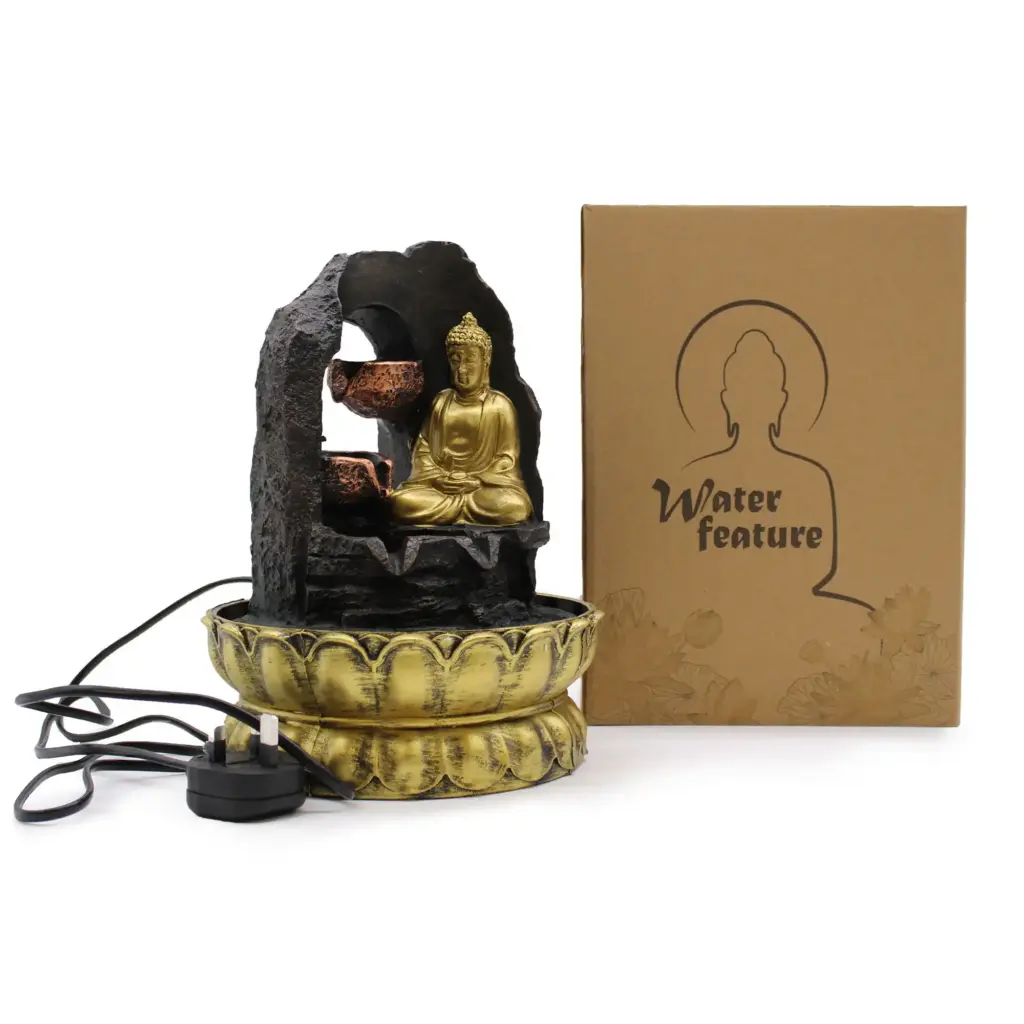 Tabletop Water Feature – 30cm – Golden Meditating Buddha | www.artisangoods.co.uk 4 Tabletop Water Feature – 30cm – Golden Meditating Buddha | www.artisangoods.co.uk 4