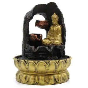 Tabletop Water Feature – 30cm – Golden Meditating Buddha | www.artisangoods.co.uk 3