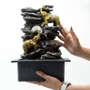 Tabletop Water Feature – 35cm – Elephants, Crystal Ball & Water Wheel | www.artisangoods.co.uk 2