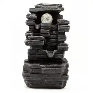 Tabletop Water Feature – 35cm – Slab Rocks Formation & Crystal Ball | www.artisangoods.co.uk 1