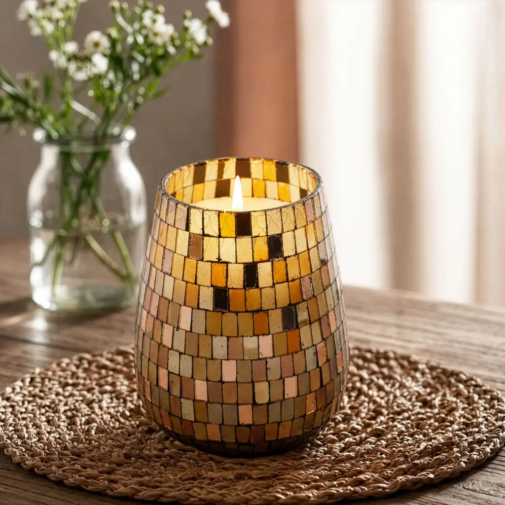 Tall Glass Jar Candles – Amber Mosaic | www.artisangoods.co.uk 3 Tall Glass Jar Candles – Amber Mosaic | www.artisangoods.co.uk 3