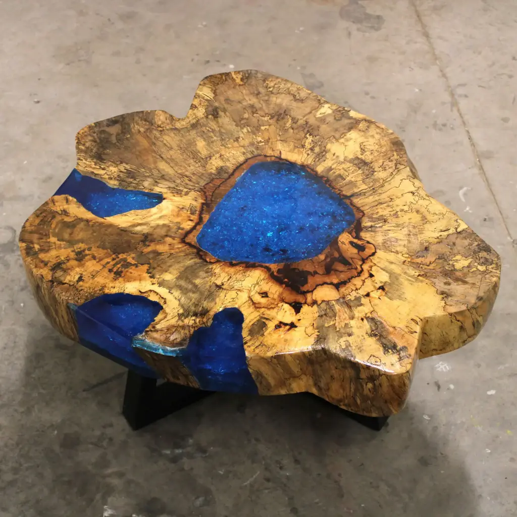 Tamarind and Resin Coffee Table – Sky Blue | www.artisangoods.co.uk 2