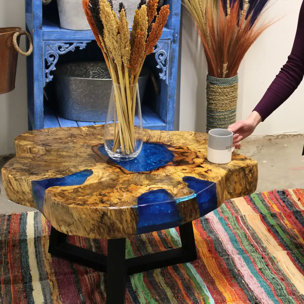 Tamarind and Resin Coffee Table – Sky Blue | www.artisangoods.co.uk Tamarind and Resin Coffee Table – Sky Blue | www.artisangoods.co.uk