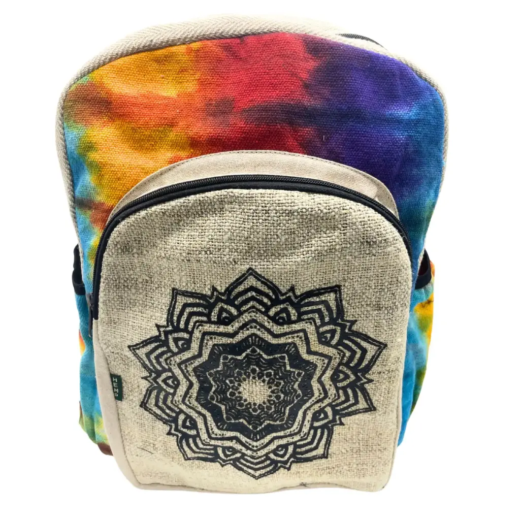 Tiedye Hemp Large Backpack – Mandala | www.artisangoods.co.uk