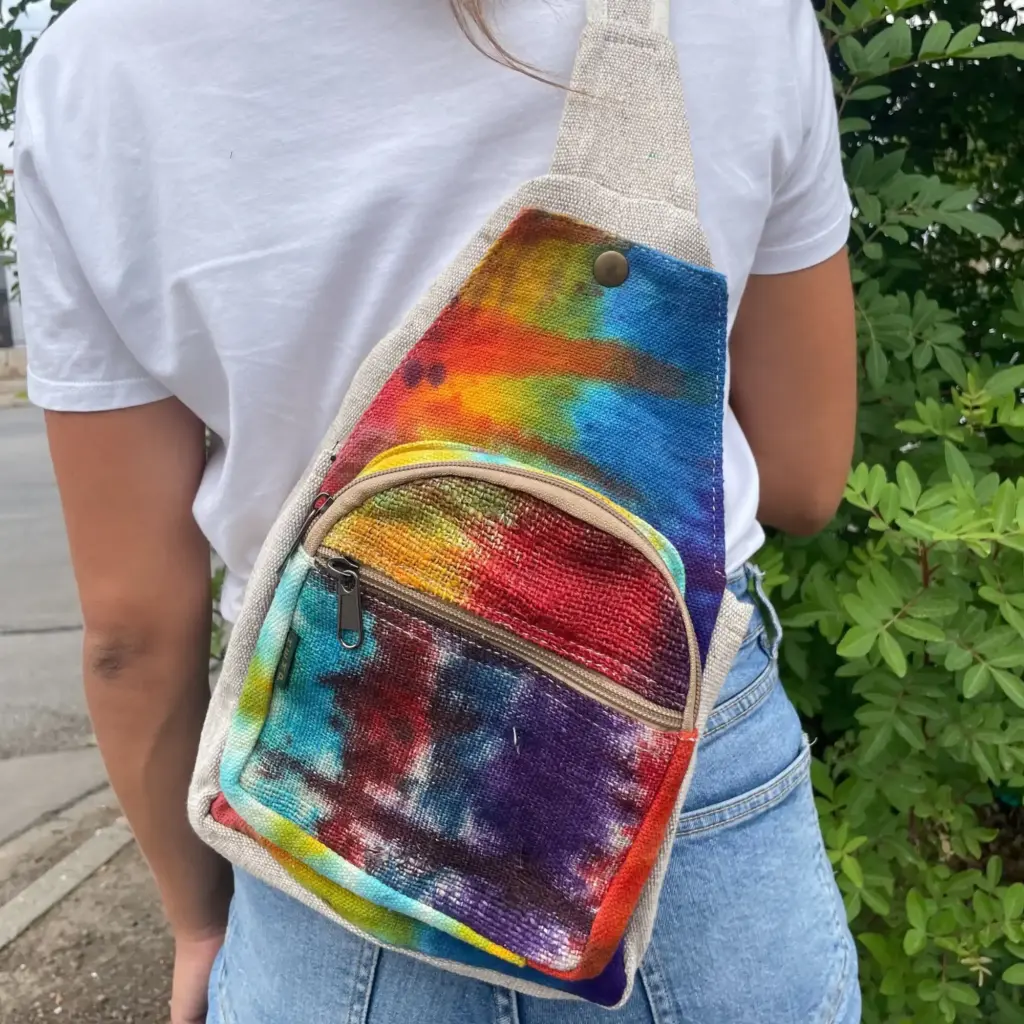 Tiedye Hemp Sling Shoulder Bag | www.artisangoods.co.uk 6