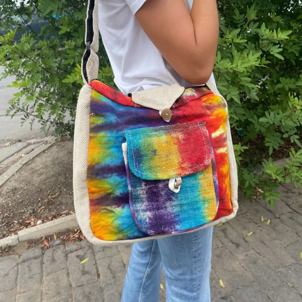 Tiedye Hemp Study Bag with Front Pocket | www.artisangoods.co.uk 4