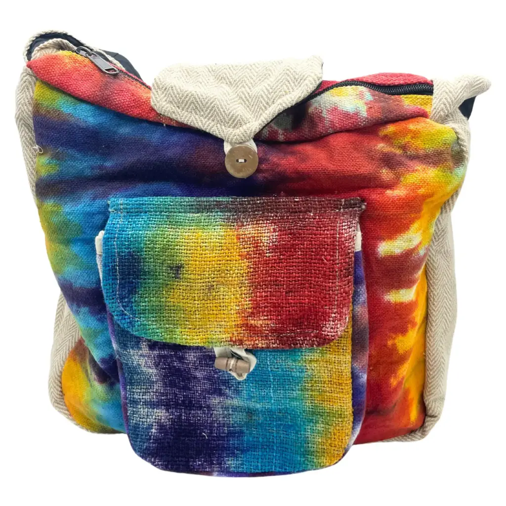 Tiedye Hemp Study Bag with Front Pocket | www.artisangoods.co.uk