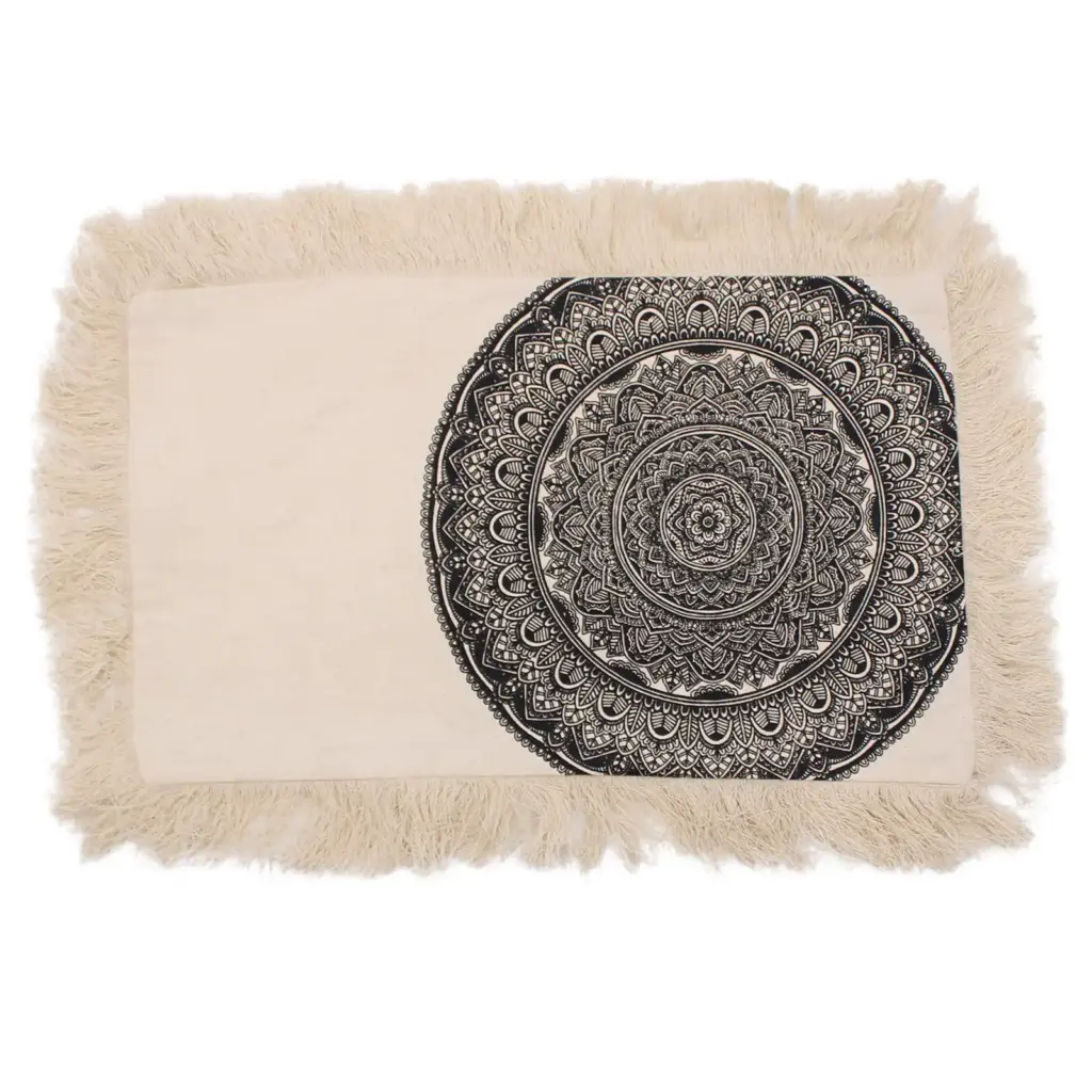 Traditional Mandala  Cushion – 30x50cm – black | www.artisangoods.co.uk