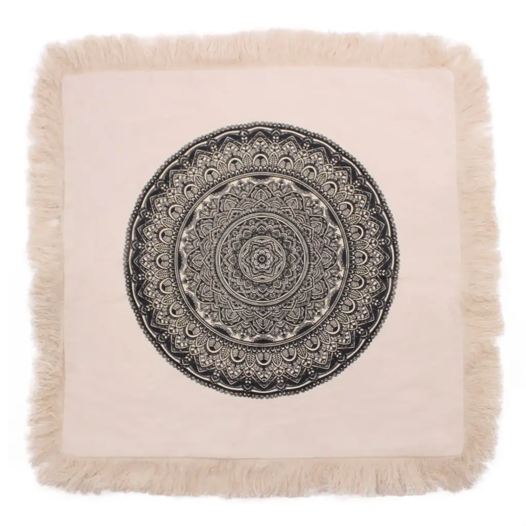 Traditional Mandala Cushion – 60x60cm – black | www.artisangoods.co.uk