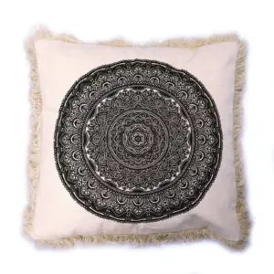 Traditional Mandala  Cushion Cover – 45x45cm – black | www.artisangoods.co.uk 4