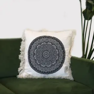 Traditional Mandala  Cushion Cover – 45x45cm – black | www.artisangoods.co.uk 3