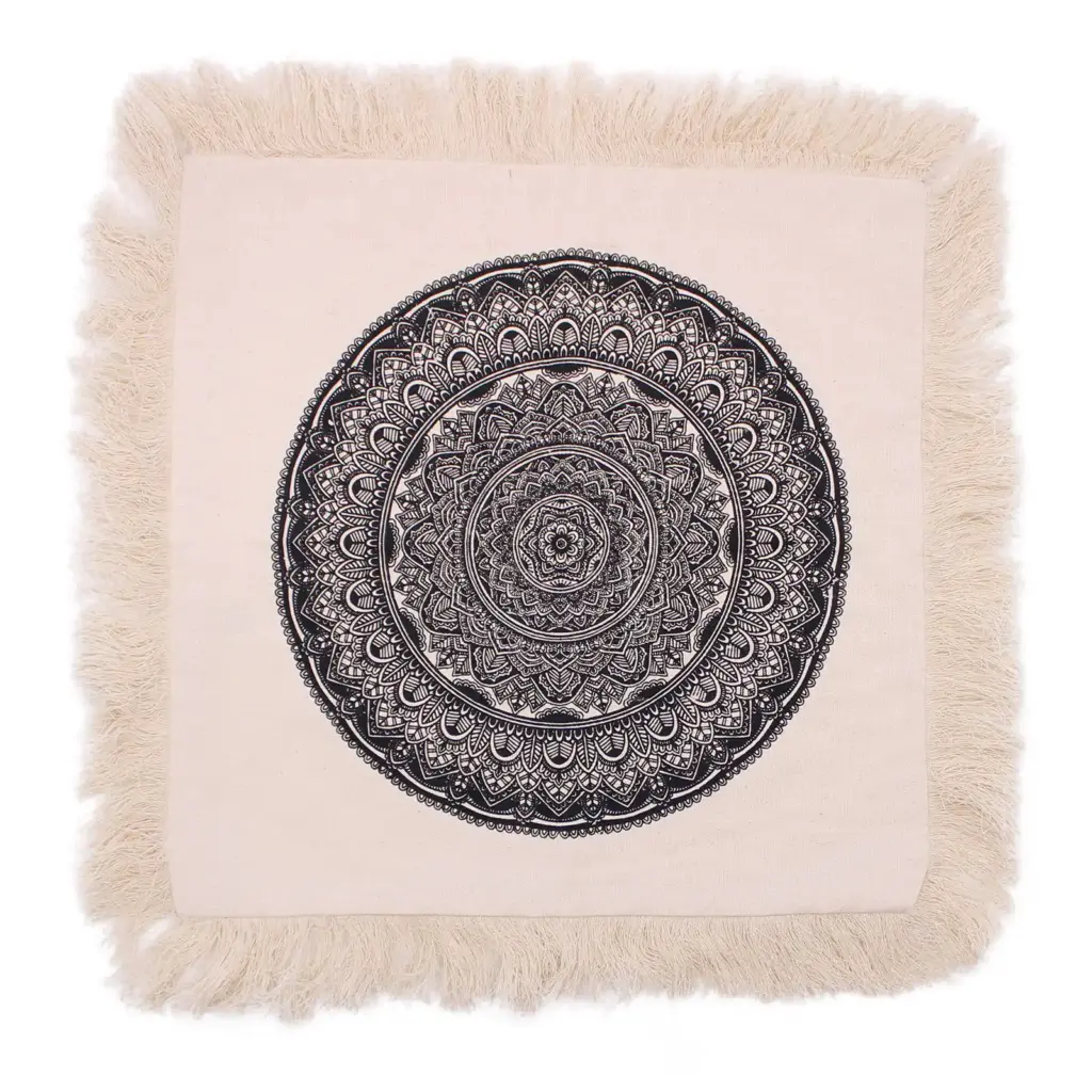 Traditional Mandala  Cushion Cover – 45x45cm – black | www.artisangoods.co.uk